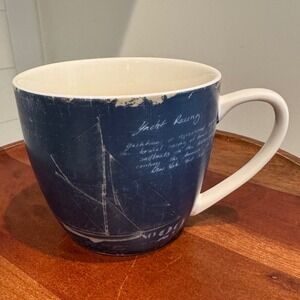 Pimpernel Portmeirion Yacht Racing Nautical Sailboat Navy Blue Coffee Mug 4in
